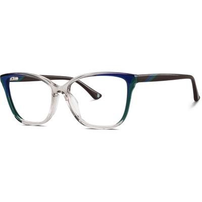Zenni Women's Vintage Cat-Eye Glasses Clear/blue Plastic Full Rim Frame