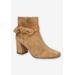 Extra Wide Width Women's Felicity Bootie by Bella Vita in Cognac Suede Leather (Size 11 WW)