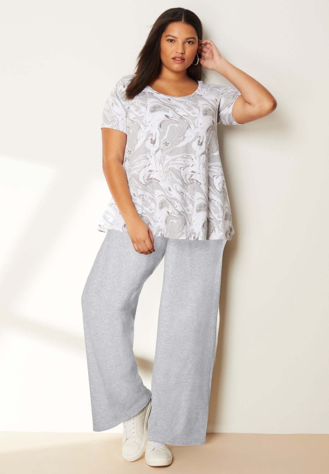 Plus Size Women's Wide-Leg Pant by June & Vie in Heather Grey (Size 14/16)