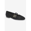 Extra Wide Width Women's Davenport Casual Flat by Bella Vita in Black Suede Leather (Size 9 WW)