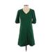 Velvet by Graham & Spencer Casual Dress - Shift: Green Solid Dresses - Women's Size X-Small