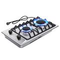 JOEAONZ 2 Burner Cooktop w/ Dual Size Power Burner, Stainless Steel in Black/Gray | 3.93 H x 19.69 W x 11.42 D in | Wayfair GH001-122S