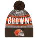 Men's New Era Brown Cleveland Browns Striped Cuffed Knit Hat with Pom