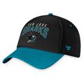 Men's Fanatics Branded Black/Teal San Jose Sharks Fundamental 2-Tone Flex Hat