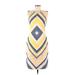 Slate & Willow Casual Dress - Sheath Crew Neck Sleeveless: Yellow Chevron/Herringbone Dresses - Women's Size 6