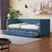 Upholstered Daybed with 2 Storage Drawers, Twin Size Corduroy Daybed Sofa Bed Frame with Armrests and Wood Slat Support