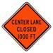 Traffic & Warehouse Signs - Center Lane Closed 1000 FT Sign 18 x 24 Aluminum Sign Street Weather Approved Sign 0.04 Thickness