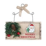 Christmas Wooden Painted Letter Square Shape House Hanging Home Indoor Closet Christmas Tree Decoration Use Pendant (Garland Santa Claus Style)
