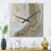 DESIGN ART Designart White Marble with Curley Grey and Gold Veins Glam Metal Wall Clock 23 in. Wide x 23 in. High