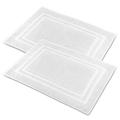 Talvania Bath Mat Floor Towel for Bathroom - 22â€� x 32â€� Banded Rug - 100% Ring Spun Cotton - Highly Absorbent Machine Washable - 2 Pack White Non Rubber Backing Mats - Shower Spa Hotel