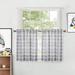 Farmhouse Plaid Window Curtains Semi SheerCountry Kitchen Curtains Heavy Yarn Gingham Half Cafe Curtains 26 W x 36 L Black and White Set of 2