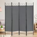 NiamVelo 4 Panel Room Dividers 6FT Steel Frame Screen Folding Privacy Divider Partition for Home Office Bedroom Grey