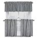 Native Fab 3 Pieces Window Curtain Tiers and Valance Set - Farmhouse Vintage Kitchen Tiers and Valance Set Rod Pocket - Grey White