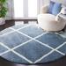 Tahoe Collection Area Rug - 6 7 Round Blue & White Trellis Design Non-Shedding & Easy Care 1.2-Inch Thick Ideal For High Traffic Areas In Living Room Bedroom (THO676M)