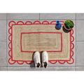 Scalloped Jute Rug- Rustic Red Scallop Jute Rug Jute Scalloped Rug Bohemian Scallop Rug Rectangular Natural Jute Area Rug Custom Rug