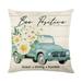Throw Pillow Covers Flower Series Pillow Cover Truck Letter Green Wreath Cushion Cover Sofa Cushion Cover