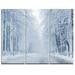 Design Art White Road and Winter Trees - 3 Piece Graphic Art on Wrapped Canvas Set