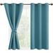 DWCN Blackout curtains for Bedroom with Tiebacks - Room Darkening Privacy Grommet Top Window Curtains for Living Room 42 x 45 inch Length Turquoise Set of 2 Panels