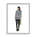 Stupell Industries Trendy Stripes Fashion Girl Beauty & Fashion Painting Gray Framed Art Print Wall Art