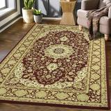 HOMERRY Large Vintage Polypropylene Area Rug 8 x 10 Indoor Persian Area Rug Floral Pattern Floor Cover Non Slip Non-Shedding Carpet Retro Medallion Rug for Home Office Red