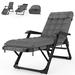 29 In Patio Reclining Adjustable Chaise Lounge with Removable Cushion Grey