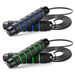 Jump Rope Jump Rope for Fitness Skipping Rope- Handles Jumping Rope for Men Women Kids Fitness Exercise Trainingï¼Œblack blue + black green