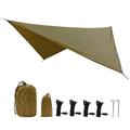 Hammock Tarp Hammock Tent - Rain Tarp for Camping Hammock - Camping Gear Must Haves w/Easy Set Up Including Tent Stakes and Carry Bag 360*290cm camel color