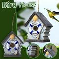 Christmas Clearance! VWRXBZ Bird House Bird Houses for Outside Hanging Outdoor Sea Style Cabin Resin Birdhouses Bird Garden Welcome Sign Decor Nesting Box for Hummingbirds