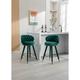 2 PCS Bar Stool Counter Height Bar Stools Set of 2 for Kitchen Counter Bar Chairs with Solid Wood Legs and Footrest a Fixed Height of 360 Degrees for Restaurants Indoor Outdoor Emerald