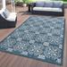 World Rug Gallery Transitional Geometric Textured Flat Weave Indoor/Outdoor Area Rug - NAVY 5 X 7