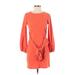 R. Vivimos Casual Dress - Mini High Neck Long sleeves: Red Solid Dresses - Women's Size Small