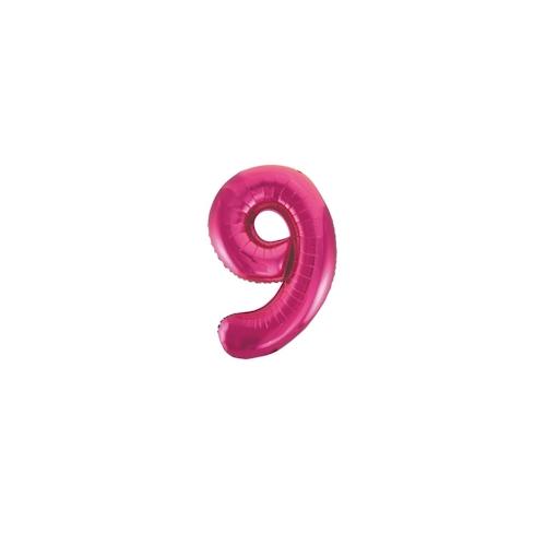Folienballon Zahl 9 pink
