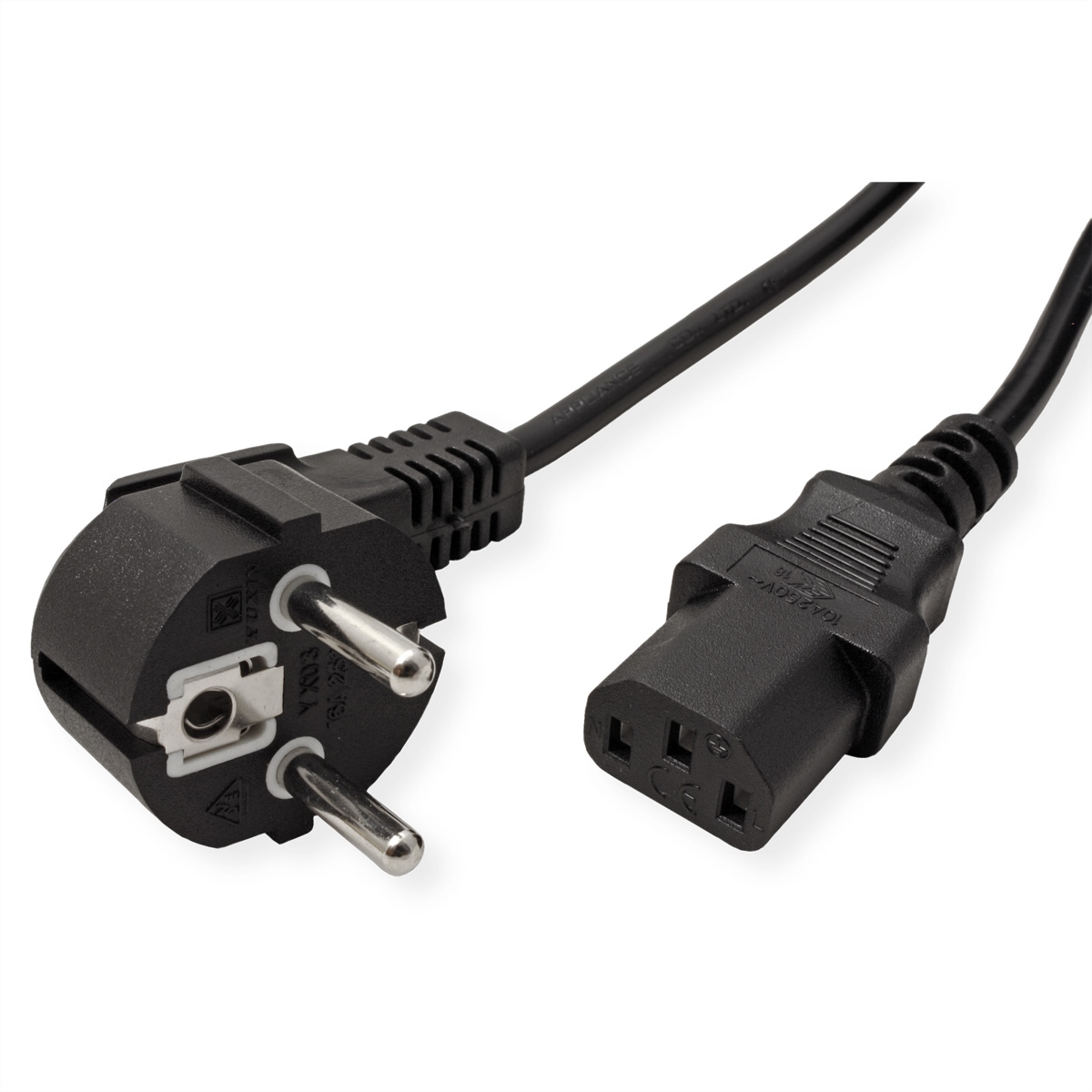 VALUE Netzkabel, gerade IEC-Buchse, schwarz, 0,6 m Image