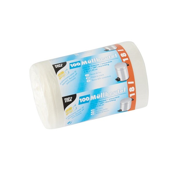 Papstar Müllbeutel, 18 L, 52 cm x 46 cm, WEISS, 100 Stück Image