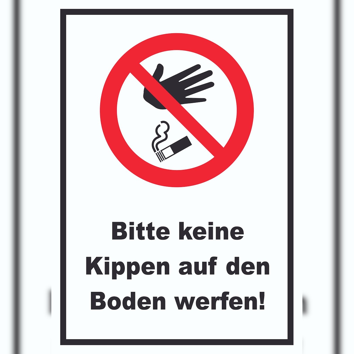 Bitte keine Kippen auf den Boden werfen Schild A5 Rückseite selbstklebend Image