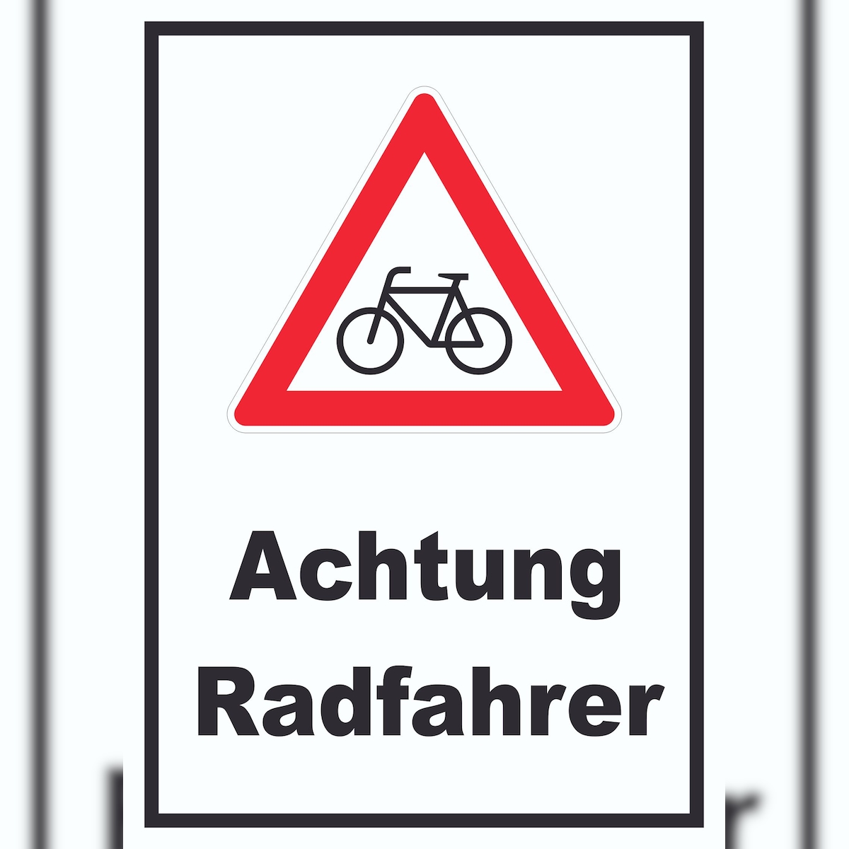 Achtung Radfahrer Fahrräder Schild A4 Rückseite selbstklebend Image
