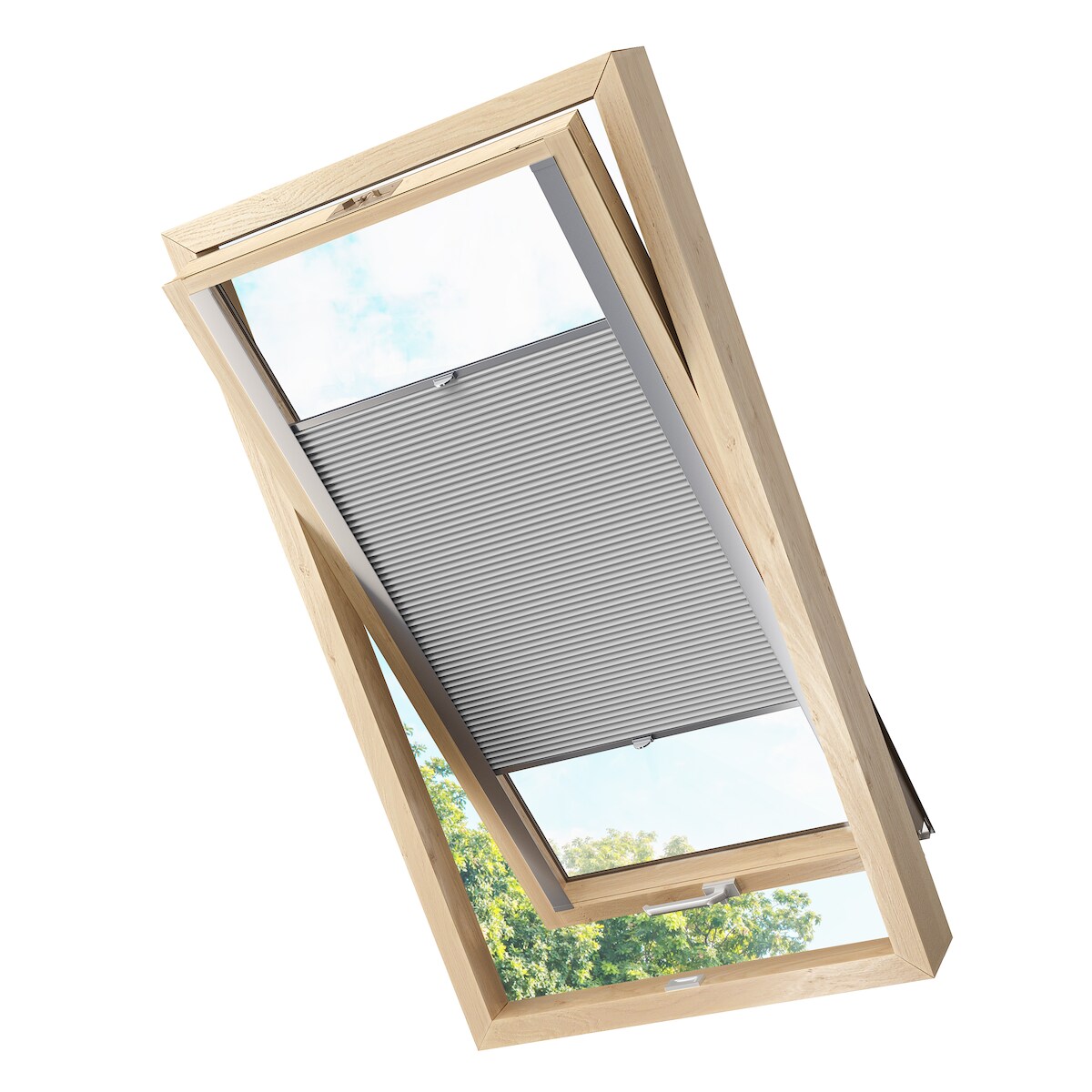 KS Handel 24 Dachfensterplissee Faltrollo Thermo verdunkelnd passend für Fakro 55x78 Hellgrau Image