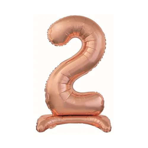 XL Folienballon Zahl 2 Roségold stehend
