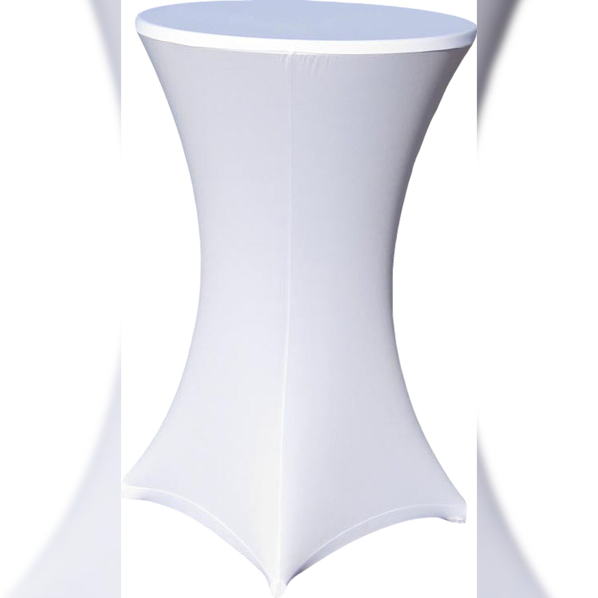 EXKLUSIV HEIMTEXTIL Stehtischhusse Stretch für Bistrotisch mit 4 Fußlaschen elastisch Ø 70-75x110-120 cm Weiß Image