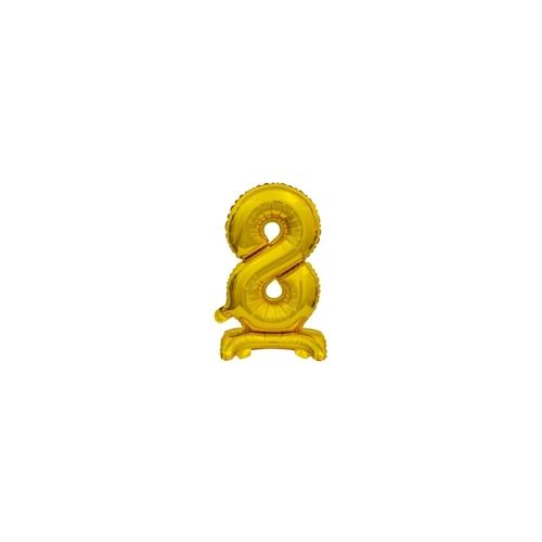 Folienballon Zahl 8 gold stehend