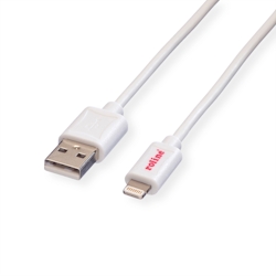 ROLINE USB 2.0 Sync- & Ladekabel mit 8pin-Connector, weiß, 1,8 m Image