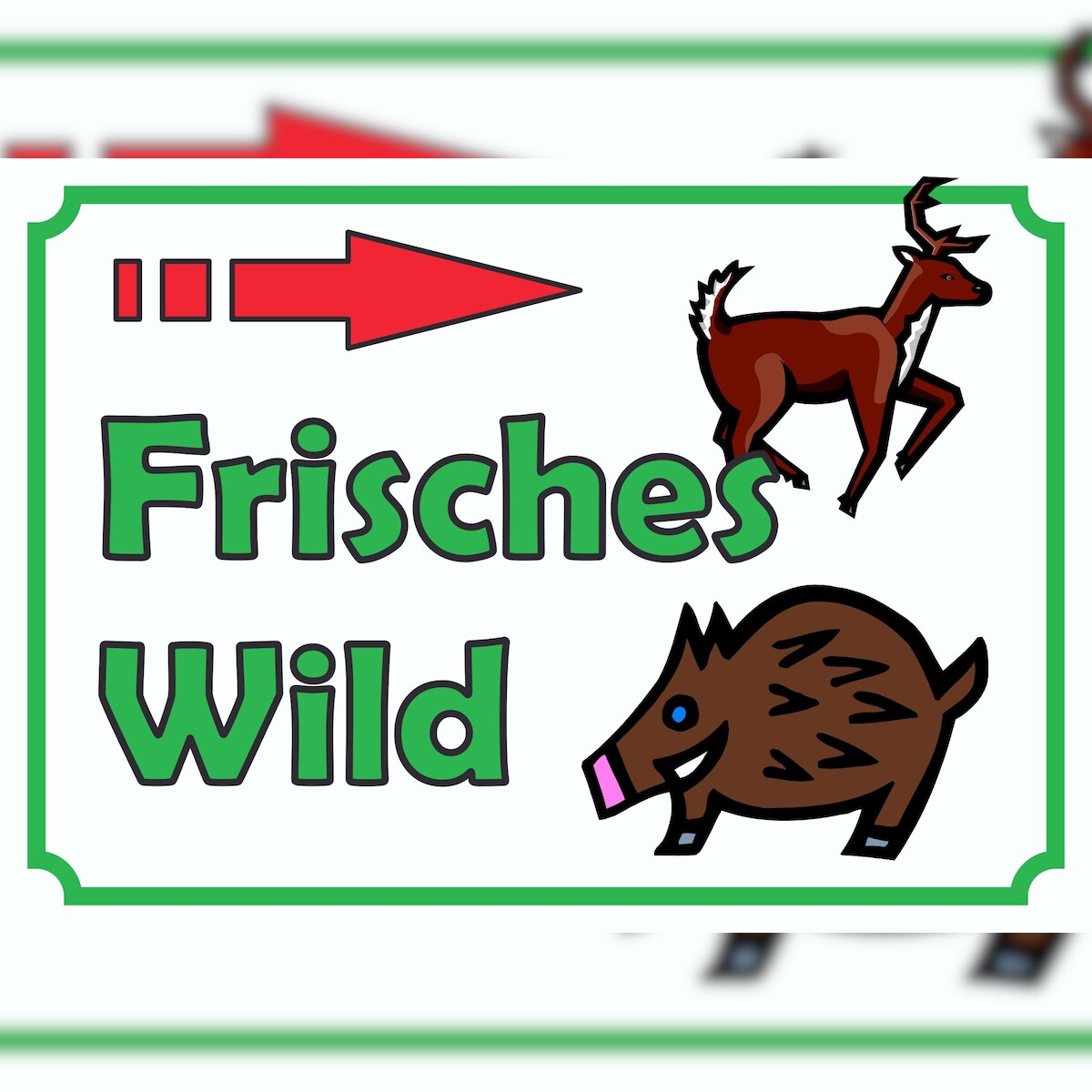 Verkaufsschild Schild Frisches Wild rechts A4 Rückseite selbstklebend Image