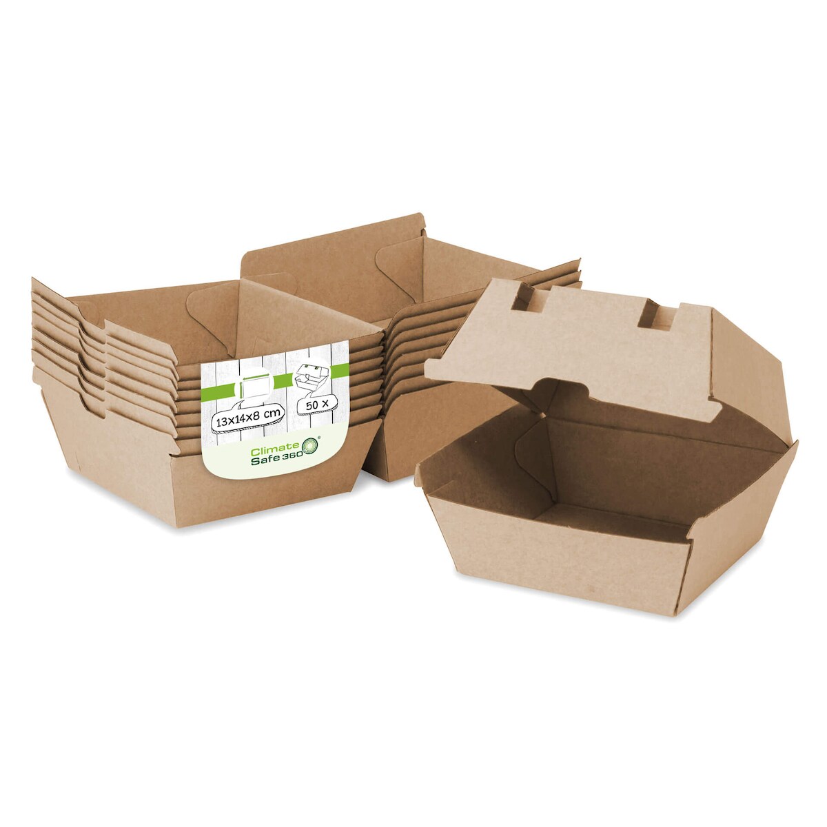 greenbox - Burgerboxen 13 x 14 x 8 cm, Kraftkarton, braun, 50 St. Image