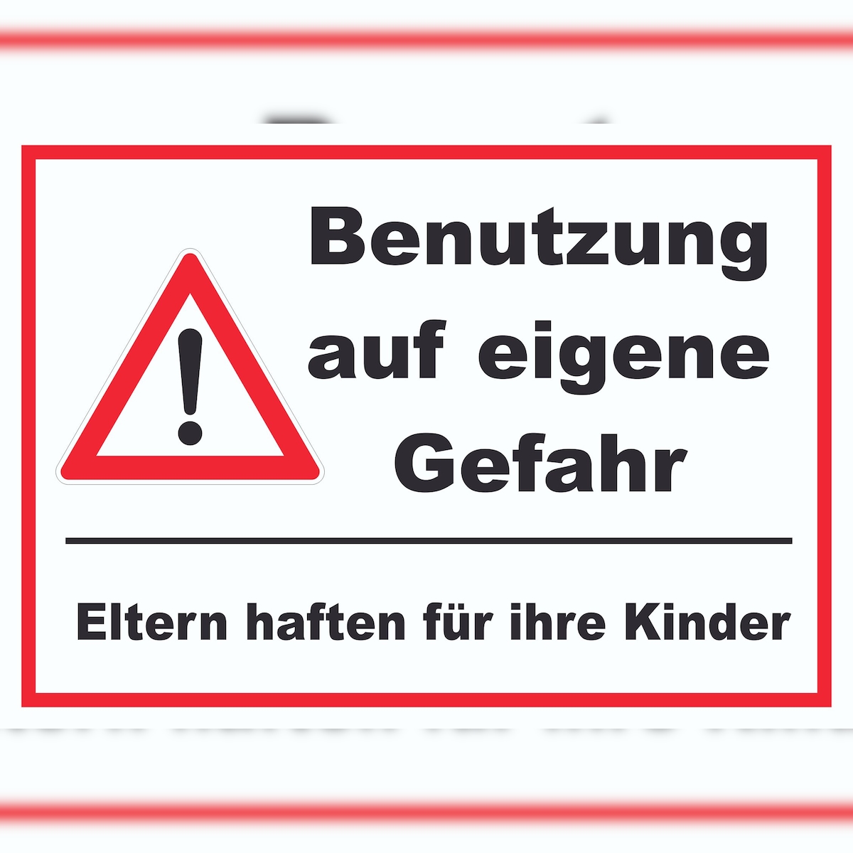 Benutzung auf eigene Gefahr Schild A4 Rückseite selbstklebend Image