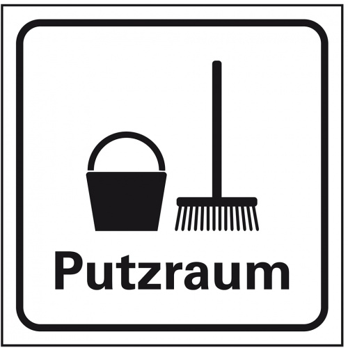 Aufkleber I Standard Piktogramm Putzraum, weiß/schwarz, Folie, selbstklebend, 150x150mm Image