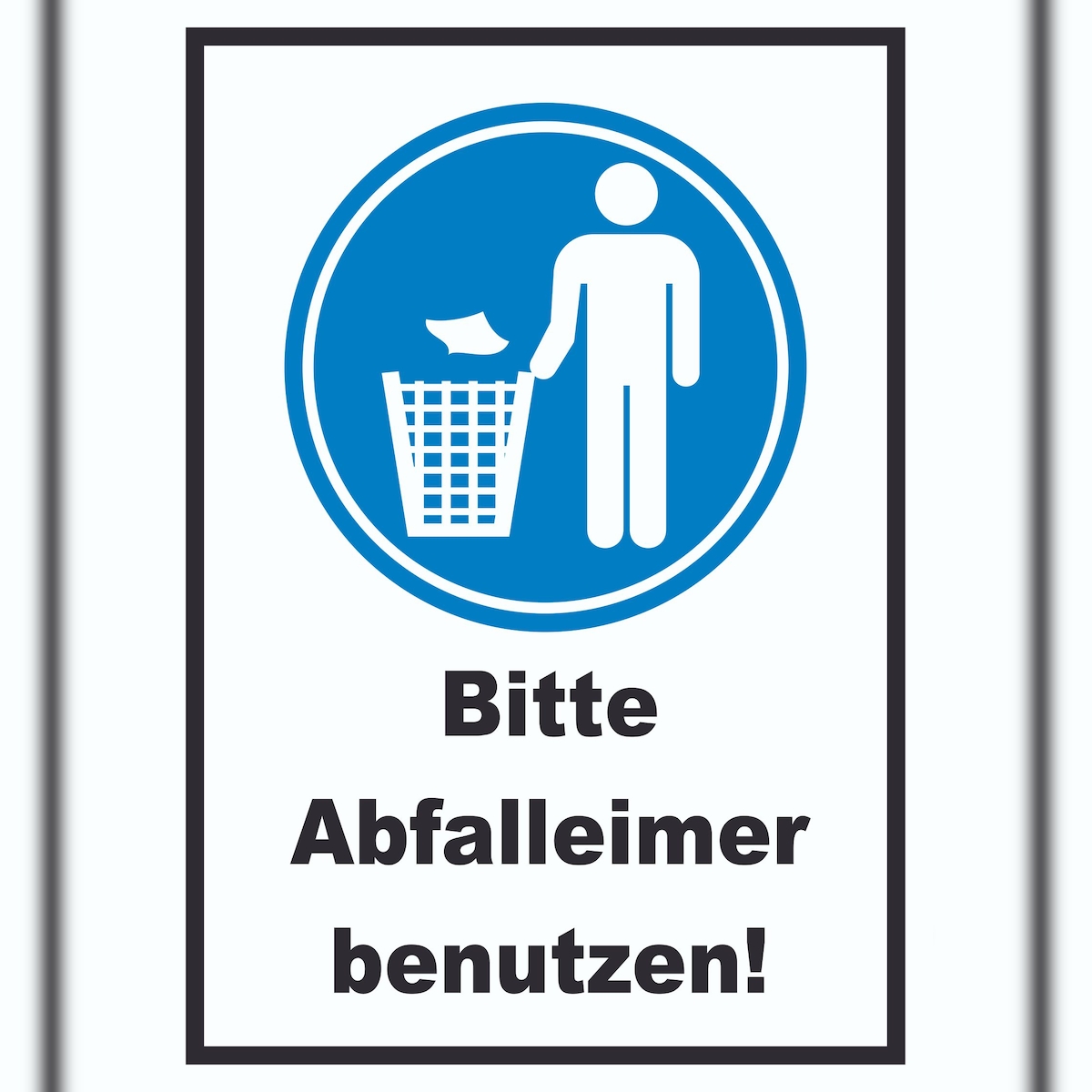 Bitte Abfalleimer benutzen Schild A5 Rückseite selbstklebend Image