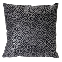 Mendler Deko-Kissen Barock, Sofakissen Zierkissen mit Füllung, schwarz Glanz-Effekt 45x45cm Image