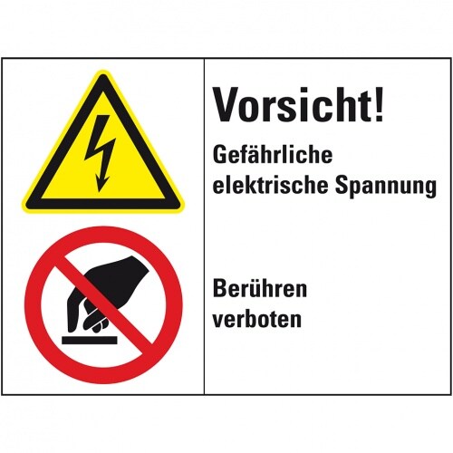 Aufkleber I Kombischild Vorsicht! Gefährliche Spannung..., Folie, 200x150mm, ISO 3864-2 Image