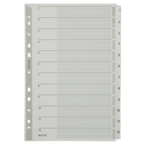 Leitz Register 4325 DIN A4 Weiß 12-teilig 11-fach Karton 1 bis 12 Image