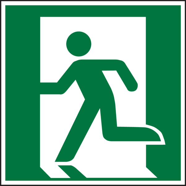 Rettungszeichen, Rettungsweg/Notausgang linksweisend E001 - ASR A1.3 (DIN EN ISO 7010) - 200x200x1.5 mm Kunststoff nachleuchtend Image